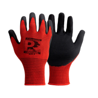 Pred Cardinal Nitrile Foam Ribbed Glove, Red/Black