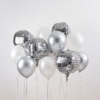 Disco Foil & 'Lets Party' 12" Latex Balloon Bundle - Pack of 12