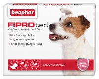 Beaphar FIPROtec&reg; Spot-On Flea and Tick treatment for Small Dogs (2-10kg) - 6 pipettes
