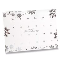 Premium white snowflake design advent - 24 choc 192 x 32.5 x 252mm x 10pcs