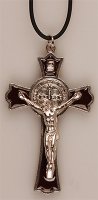 Metal/Brown Enamel Benedict Crucifix- 3 inch   (1227/BR)
