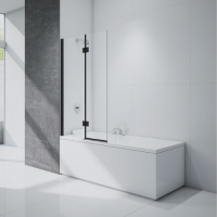 MERLYN BLACK HINGED 2 PANEL BATH SCREEN 900X1500 (MERLYN)