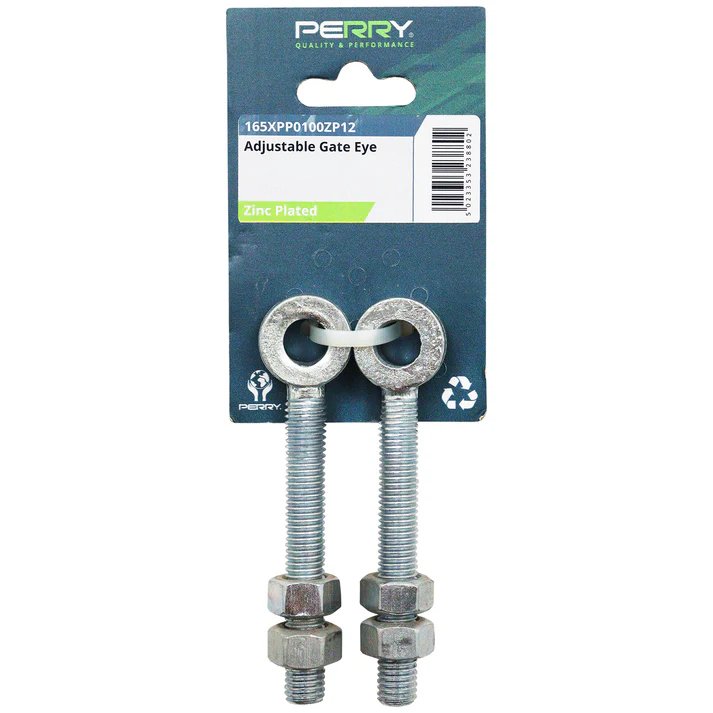 Perry 150mm 6" No.165 Adjustable Gate Eyes - To suit 12mm Pin (2 pack) BZP-E/Galvanised