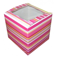 PINK STRIPE 1 CUP CAKE BOX