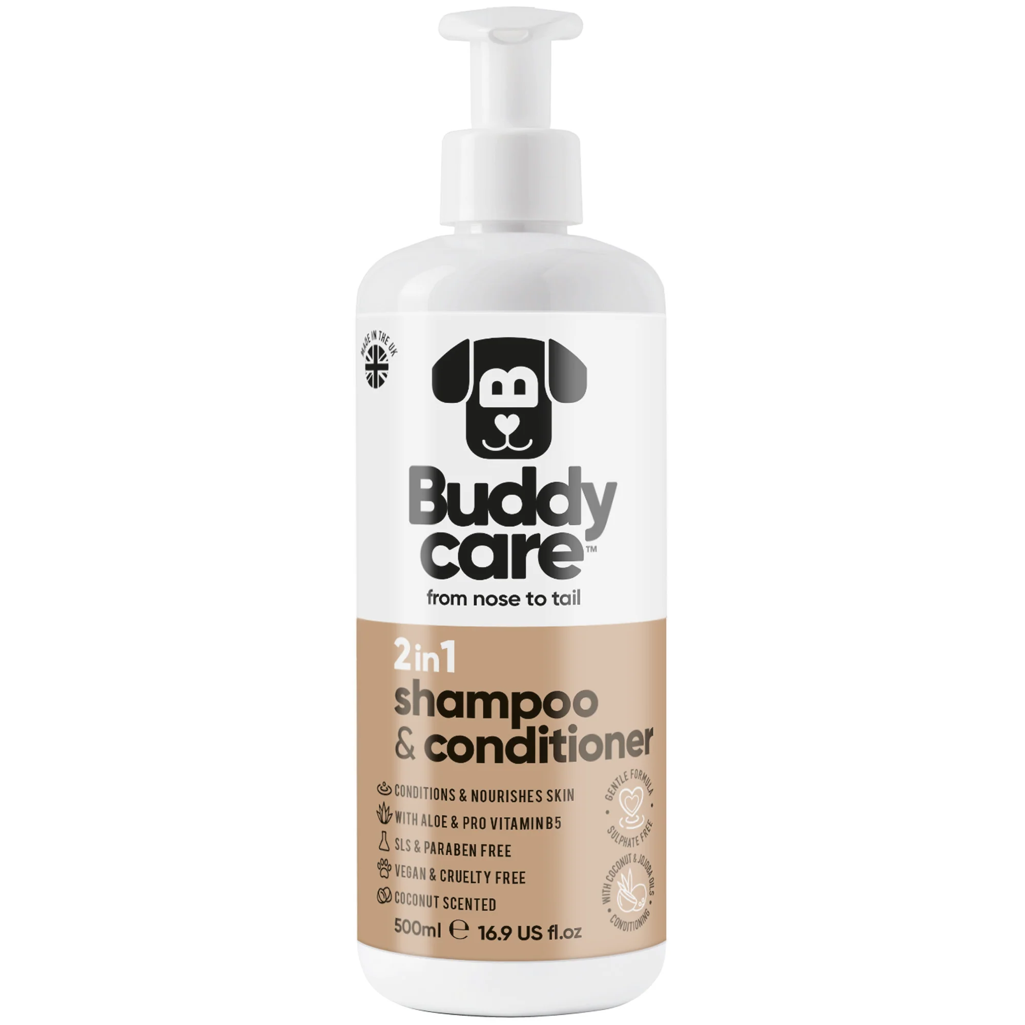 Buddycare Dog 2 in 1 Shampoo and Conditioner Coconut 1Ltr