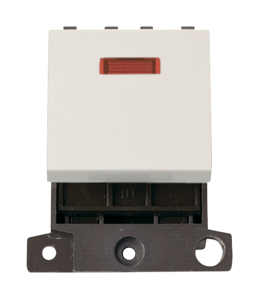 Click Minigrid 20A DP Wide Switch + Neon Module White MD023PW