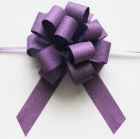 18MM GLITTER PURPLE PULL BOW X 16 LOOPS (50)