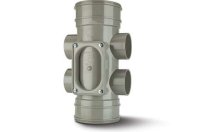 Polypipe 110mm Double Socket 4 Boss Shoulders Grey