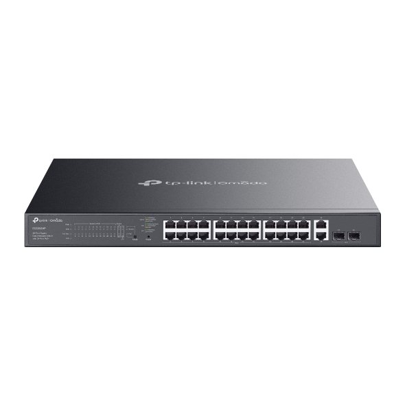 OMADA-ES228GMP, 28‑port gigabit switch with 24 PoE+ ports and high power budget for network devices