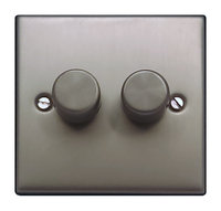 FEP Low Profile Satin Chrome 400w 2G 2W Dimmer Black Insert Chrome Switch | LV0801.0019