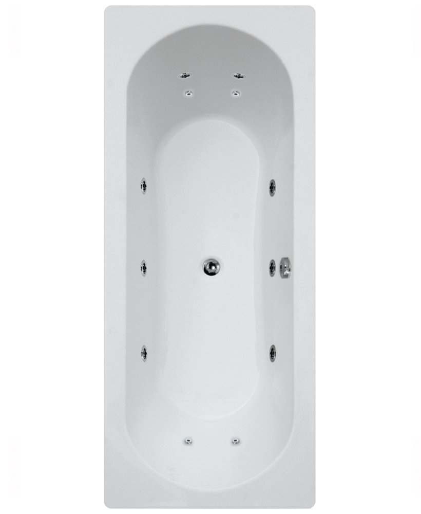 CLOVER 1800X800MM DOUBLE ENDED 12 WHITE JET WHIRLPOOL BATH
