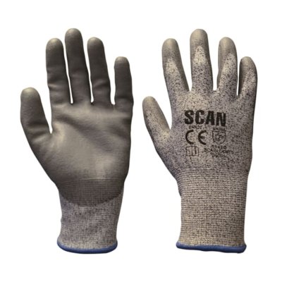Scan Grey PU Coated Cut 5 Gloves - L (Size 9)