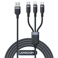 JOYROOM USB A / Type C/ Lightning &ndash; 3 IN 1 CABLE-1.2M Black