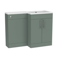 Tucker French Dorking 1100mm Back To Wall Floor Standing L-Shaped Right Hand Basin Unit Matt Sage Green