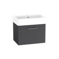 Tucker French Dartford 600mm Wall Mounted Single Drawer Basin Unit Matt Storm Grey
