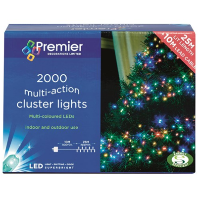 Premier Multi-Action Christmas LED Cluster Lights - Rainbow