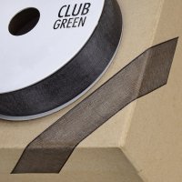 Woven Edge Organza Ribbon Black - 38mm x 25m