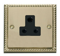 Click Deco Raised Plate Georgian Cast Brass 5 Amp Socket