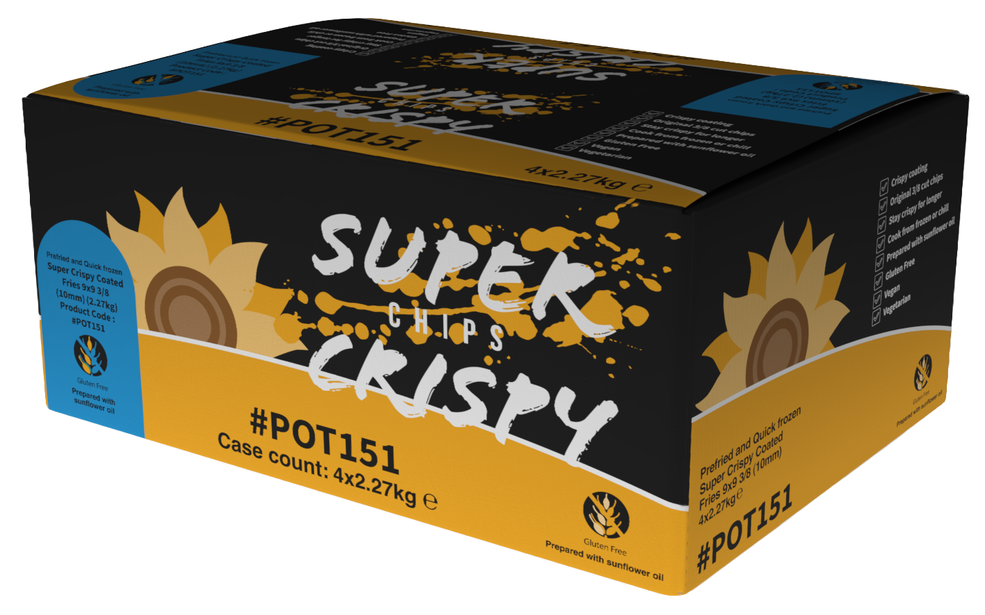 SUPER CRISPY COATED CHIPS 3/8 (10MM) CHIPS (4X2.27KG) 9X9