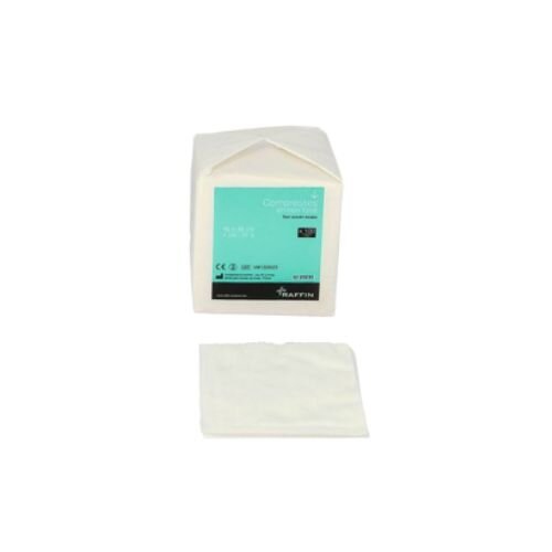 Non-sterile, non-woven compress 10 x 10cm.