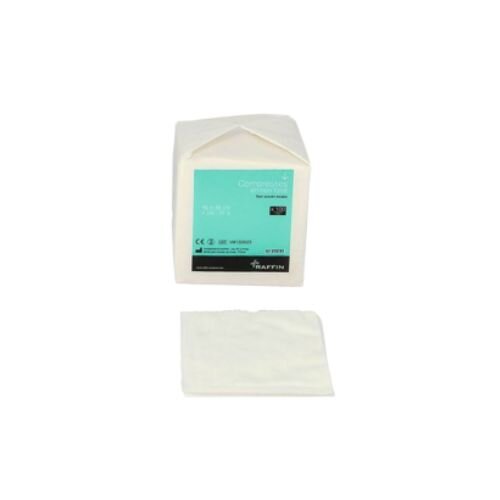 Non-sterile, non-woven compress 10 x 10cm.