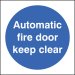 Automatic fire door keep clear 80x80mm adhesive backed