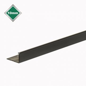 L-Shaped Tile Trim Smooth Black 10mm 2.4m