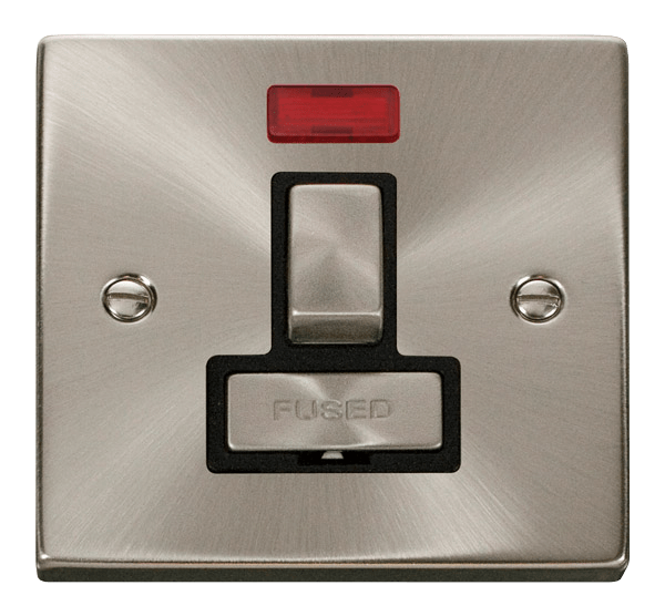 Click Deco 13A Switched Fused Spur + Neon Satin Chrome Black Insert VPSC752BK
