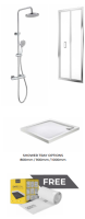 STRATA BIFOLD 1000MM SHOWER DOOR CHROME + STRATA ROUND THERMOSTATIC SHOWER KIT CHROME + 1000 SQUARE TRAY + FREE ROLL OF SAFE SEAL