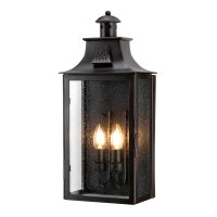 KENDAL 2 LIGHT AGED IRON WALL LANTERN