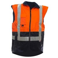 801052 PU Coated Vest, Fleece Lined, Org/Blue