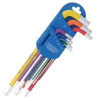Draper Long Arm Hexagon Allen Key Set 9 Piece Coloured