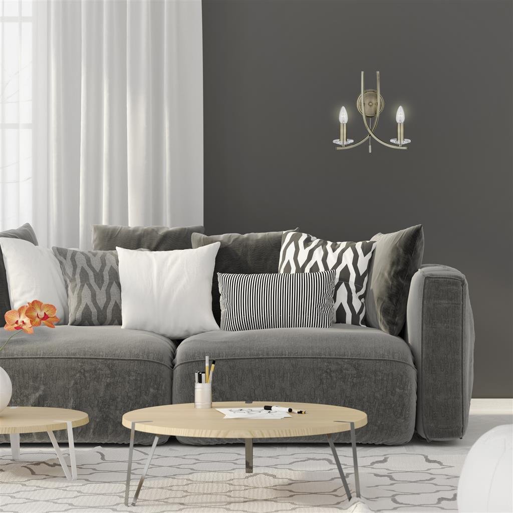 Searchlight Ascona Antique Brass 2 Wall Light