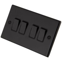 Black Metal 4 Gang 2 Way Switch 6082-005