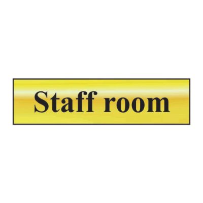 'Staff Room' Sign, Polished Gold Effect, Self-Adhesive PVC (200mm x 50mm)