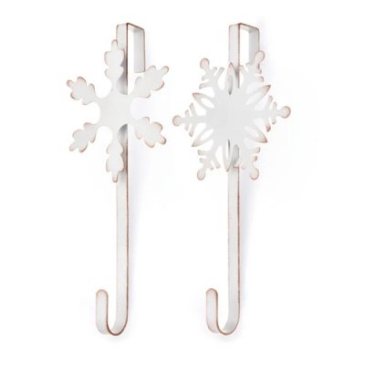 35cm White Metal Snowflake Wreath Hanger 