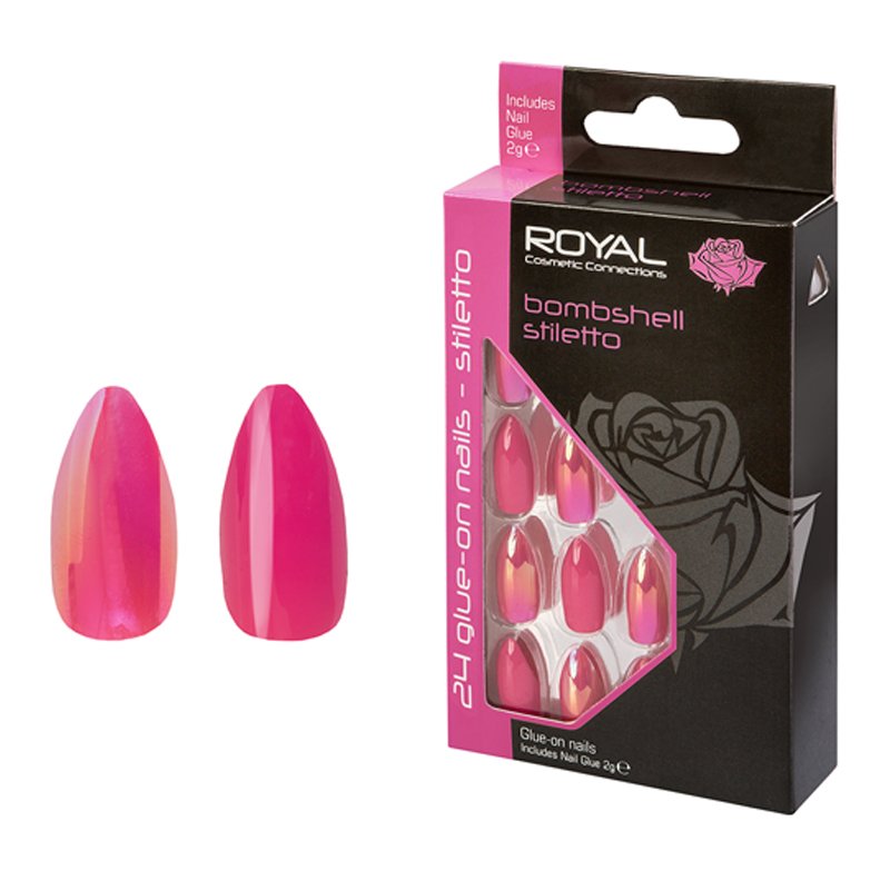 Royal Cosmetics 24 Stiletto Nail Tips And 2g Glue Bombshell