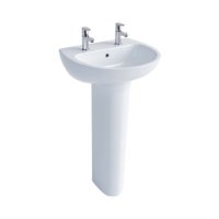 Tucker French Pro 450mm Two Taphole Thin Lipped Basin with Full Pedestal