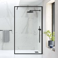 FLAIR AYO 8MM FRAMED BORDER WETROOM 800MM MATT BLACK COMPLETE