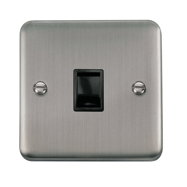 Click Deco Plus RJ11 Socket Stainless Steel Black Insert DPSS115BK