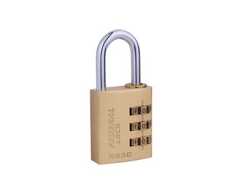 Federal Padlock 20mm Brass 3digit combination