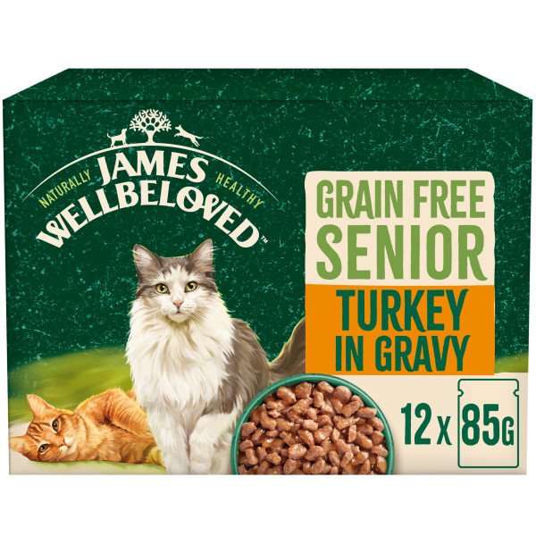 James Wellbeloved Cat Adult Senior Grain Free 11+ with Turkey in Gravy Pouch 12x85g
