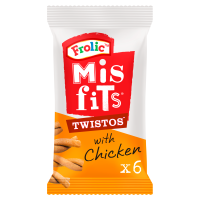 Frolic Misfits Twistos with Chicken 6 Sticks Dog Treats 18x105gm DK89Y