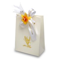 Ivory Bag With Gold Chalice/Host 130 x 70 x 180mm - Pack of 10