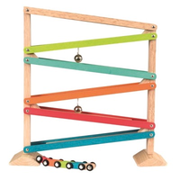 Wooden zig-zag car track toy with bells