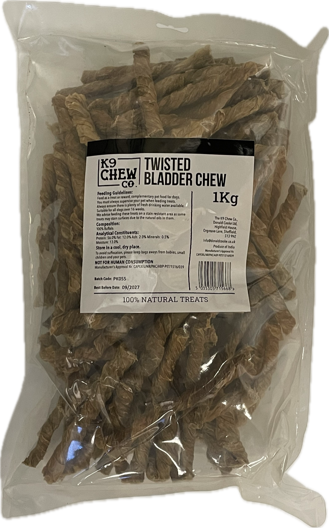 K9 Chew Co. Twisted Bladder 1kg x 1