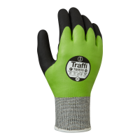 Traffi X-Dura Latex Water Resistant Thermal Safety Glove, Cut F, Green/Black