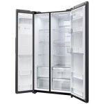 Haier American Style Plumbed Side by Side Fridge Freezer - Slate Black | HSW59F18EIPT