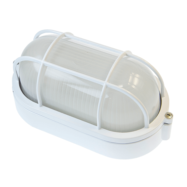 Ovia Barra Oval Bulkhead With Guard White IP54