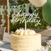 Cream 'Happy' Birthday' Acrylic Cake Topper